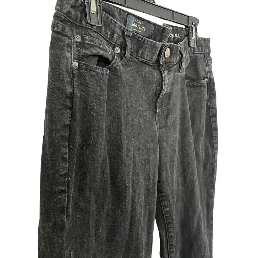 J Crew Womens Bootcut Boot Cut Black Wash Mid Rise Stretch Jeans sz 31 x 32